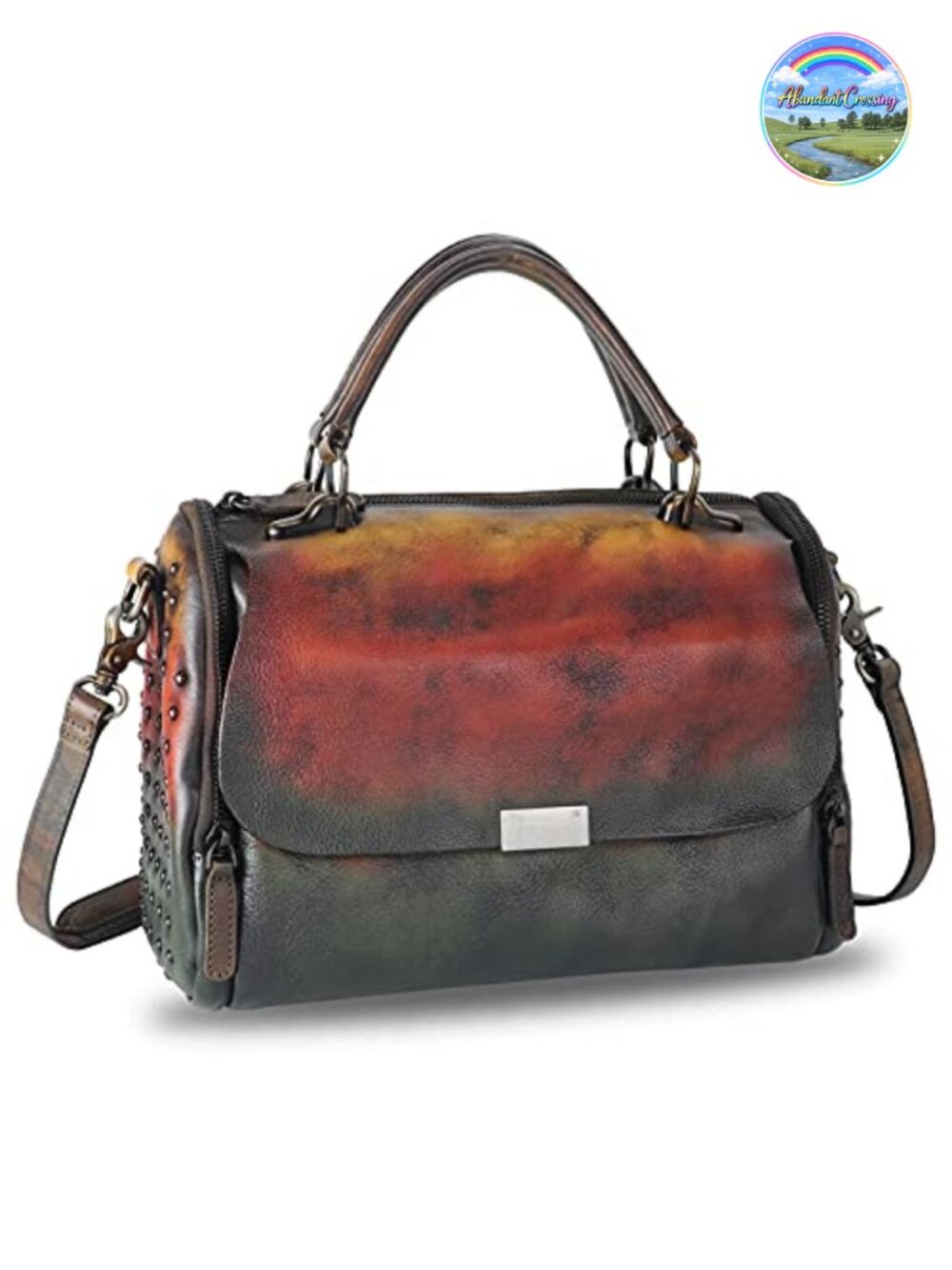Genuine Cow Leather Vintage Satchel Handbag Top Handle Crossbody Purse